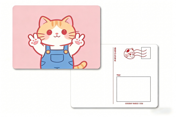 Peace Sign Kitten in Overalls 5x7 Postcard